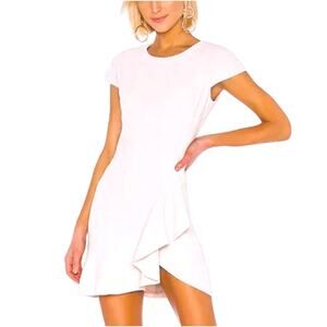 Amanda Uprichard Whistler Ruffle Short Sleeve Mini Dress Off White Small Revolve